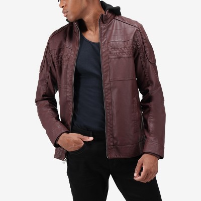 X RAY Mens Motorcycle PU Leather Jacket With Faux Shearing Lining