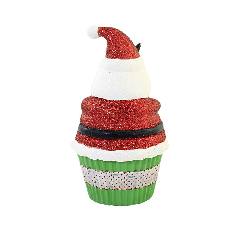 5.5 Inch Santa Claus Cupcake Container Frosting Glittered Santa Figurines, 3 of 4