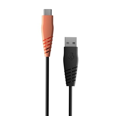Skullcandy Line USB-A to USB-C 4ft Charging Cable - True Black/Orange