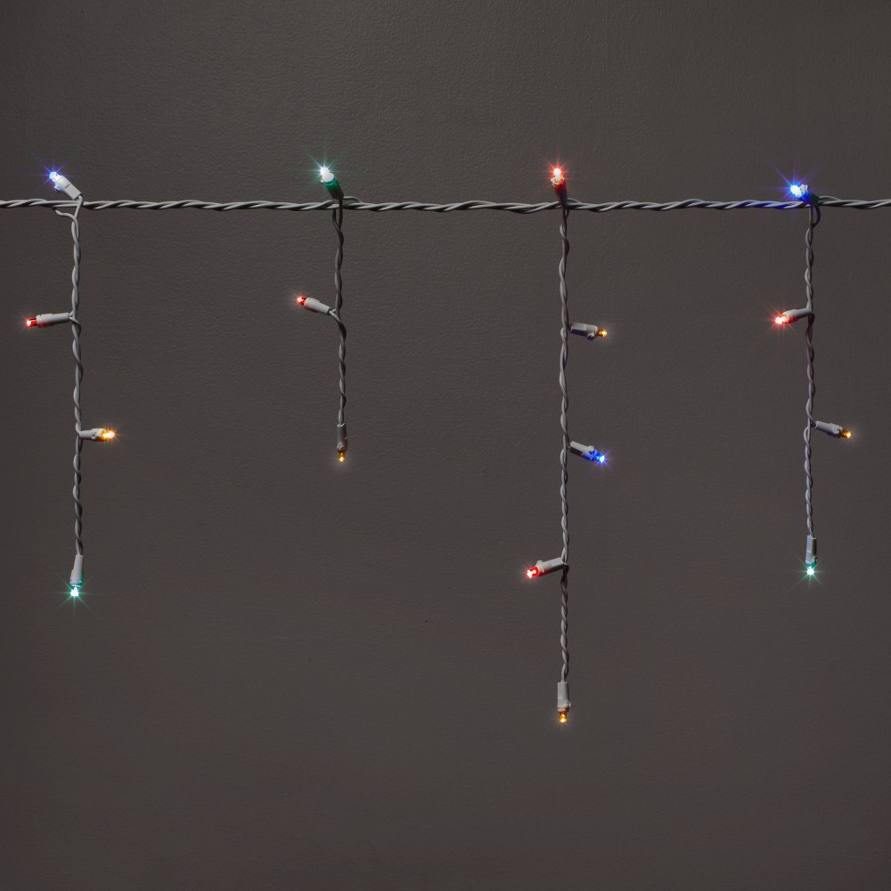 70ct LED Super Bright Mini Christmas Icicle Lights Multicolor with White Wire - Wondershop™