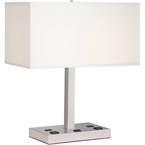 Pacific Coast Lighting Jensen Nickel Finish USB and Outlets Table Lamp