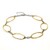 ELYA Women's Polished Cutout Oval Two Tone Steel Necklace - 17" - 2 of 3