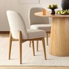 5pcs Dining Set for 4, 42'' Solid Wood Oak Table with 4 Linen Fabric Solid Wood Legs Dining Chairs, Dining Room Furniture - Maison Boucle - 2 of 4