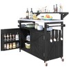 YOOCOZZ Outdoor Rolling Grill Cart, Solid Wood+Stainless Steel Top, Raised Shelf+Internal Rack+Adjustable Shelf+Spice Rack, Black - 2 of 4