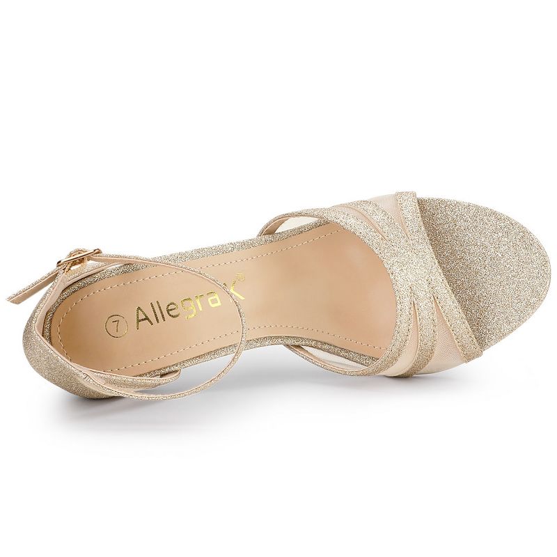 Allegra K Women's Glitter Ankle Strap Stiletto Heels, 6 of 8