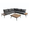 Christopher Knight Home Norfolk Outdoor Mesh and Wood 5 Seater Aluminum Sectional Sofa Chat Set with Cushions - 2 of 4