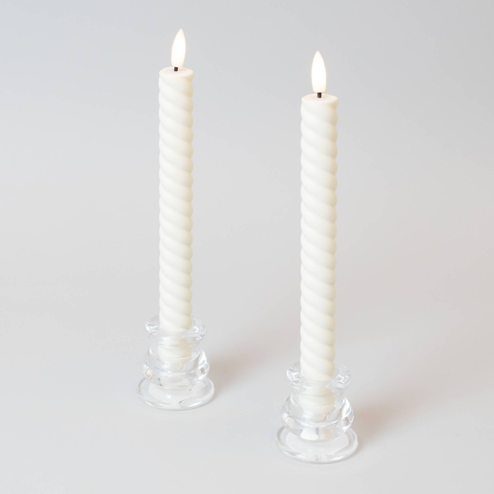 MFR Studio 4ct Flameless White Twisted Taper Candles