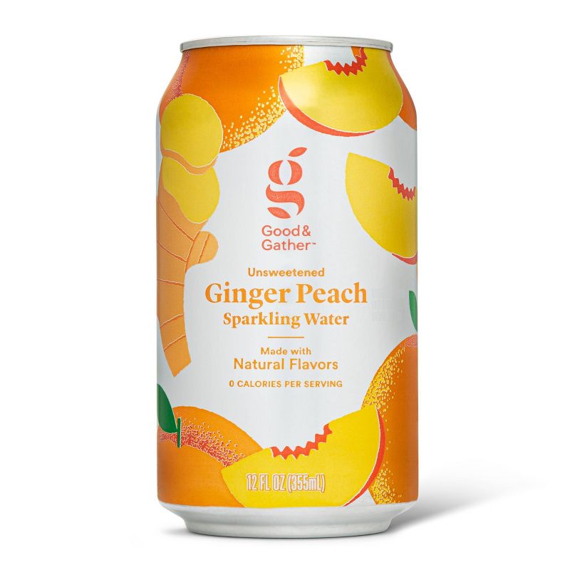 Ginger Peach Sparkling Water - 8pk/12 fl oz Cans - Good & Gather&#8482;, 3 of 8