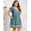 Coolmee Women's Summer Plus Size Casual Dresses Elastic Waist Pleated A Line Ruffle Hem Dress - 3 of 4