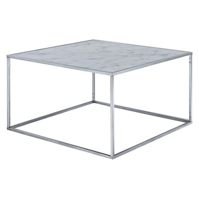 Gold Coast Faux Marble Coffee Table Faux Marble/Silver - Breighton Home