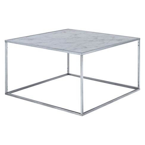 Gold Coast Faux Marble Coffee Table Faux Marble/Silver   Breighton 