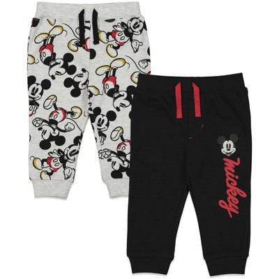 Image of Disney Mickey Mouse Infant Baby Boys 2 Pack Drawstring Pants Black and Grey 24 Months