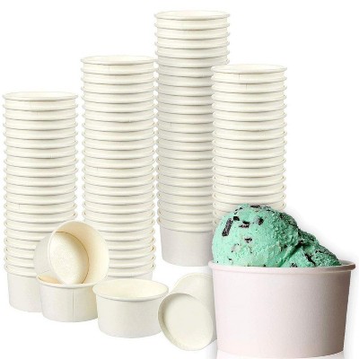 Juvale Ice Cream Sundae Cups - 100-Pack Disposable Paper Frozen Dessert Bowls, 8Oz