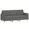 vidaXL 3-Seater Fabric Sofa with Throw Pillows - Modern Design Lounger for Living Room and Lounge Area in Dark Gray - 3 of 4
