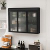 Okak Wall Cabinet, Storage Cabinet with 3 Stripe Shape Glass Doors and Metal Handle, Cabinet for Kitchen, Living Room, Dining Room - 2 of 4