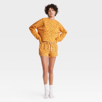 Women's Floral Fold-Over Fleece Lounge Shorts - Colsie™ Yellow
