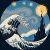 Men's Design By Humans The Great Starry Wave By vincenttrinidad T-Shirt - 2 of 4