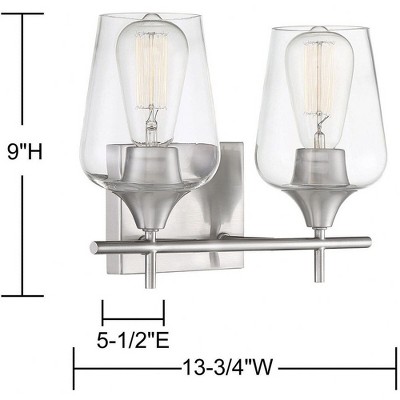 Satin Nickel 2-Light Vanity Fixture with Clear Glass Shades