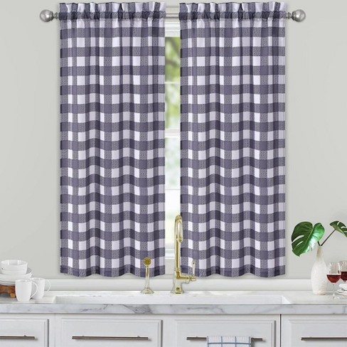 Trinity Buffalo Check Plaid Cotton Blend Kitchen Curtains