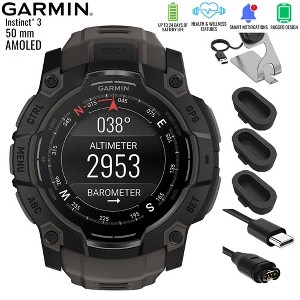 Garmin 3 - 50 mm GPS Smartwatch AMOLED Neo Tropic with Charging Dock Bundle - 1 of 4
