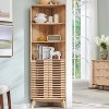 SinCiDo Medieval 68" H Corner Bathroom Cabinet, w/ 3 Adjustable Shelves,Slat Hinged Doors, Curved Edges,Suitable for Kitchens,Living Rooms,Natural Oak - 2 of 4