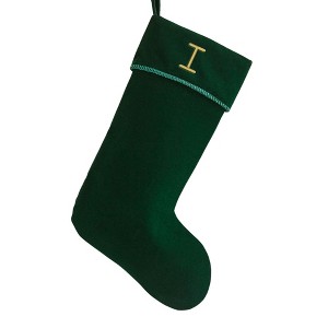 Personalization Mall Classic Christmas Embroidered Initial Green Christmas Stockings - 1 of 3