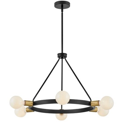 Orla Black and Brass 6-Light Mid-Century Modern Chandelier