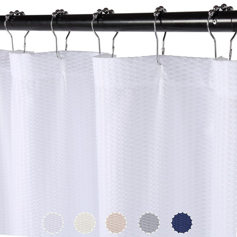 Soft Microfiber Fabric Shower Curtain or Liner with Decorative Embossed Pattern, Water Repellent, 1 of 6