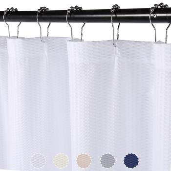 Soft Microfiber Fabric Shower Curtain or Liner with Decorative Embossed Pattern, Water Repellent