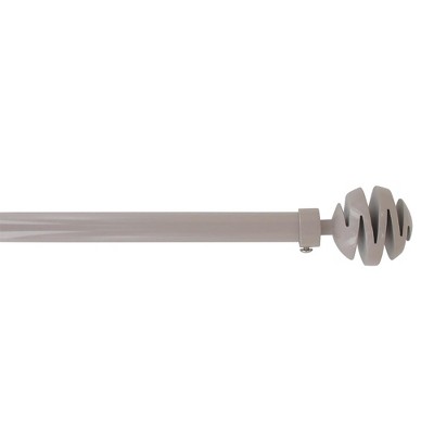 Evideco French Home Goods Adjustable Single Curtain Rod 50"-82" with Spiral Finials and Brackets, Available in Taupe, Gray, or Black