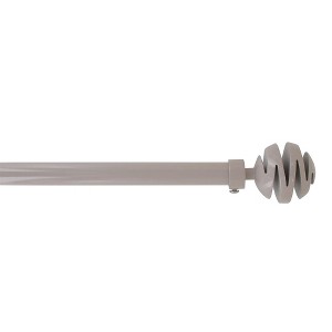 Evideco French Home Goods Adjustable Single Curtain Rod 50"-82" with Spiral Finials and Brackets, Available in Taupe, Gray, or Black - 1 of 4