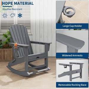 HDPE Foldable Outdoor Adirondack Chair with Two Cup Holders, Rocking Chairs for Porch - 1 of 4