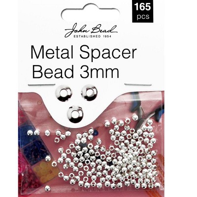 John Bead Must Have Findings Metal Silver 3mm Spacer Beads for Jewelry Making Findings, 165 Pieces