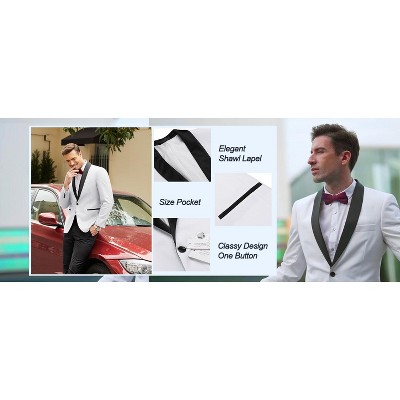 COOFANDY Men's Tuxedo Jacket One Button Dress Suit Blazer Jacket for Wedding Dinner Prom Party Red M — фото 8