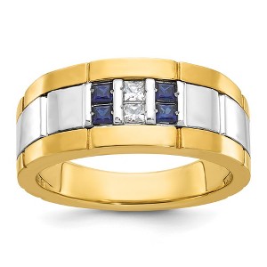 Black Bow Jewelry 9.5mm 10K Two Tone Gold Lab-Created Sapphire & Diamond Tapered Band - 1 of 4