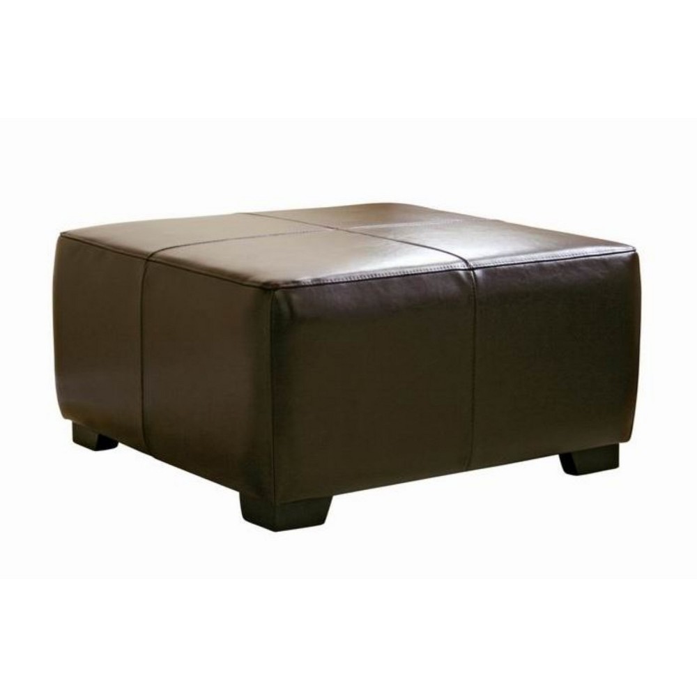 UPC 878445000097 product image for Full Leather Square Ottoman Footstool Dark Brown - Baxton Studio | upcitemdb.com