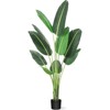 Faux Banana Leaf 60/48 Inch Artificial Plant with Pot, 5 Feet Artificial Upright Plant with 8 Trunks for Home Office Decorative Room Decoration - 2 of 4