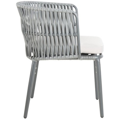 Gray Rope and Aluminum Outdoor Dining Chair with Cushions