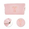 Unique Bargains Corduroy Rectangular Letter Makeup Bag Pink 1 Pc - 4 of 4