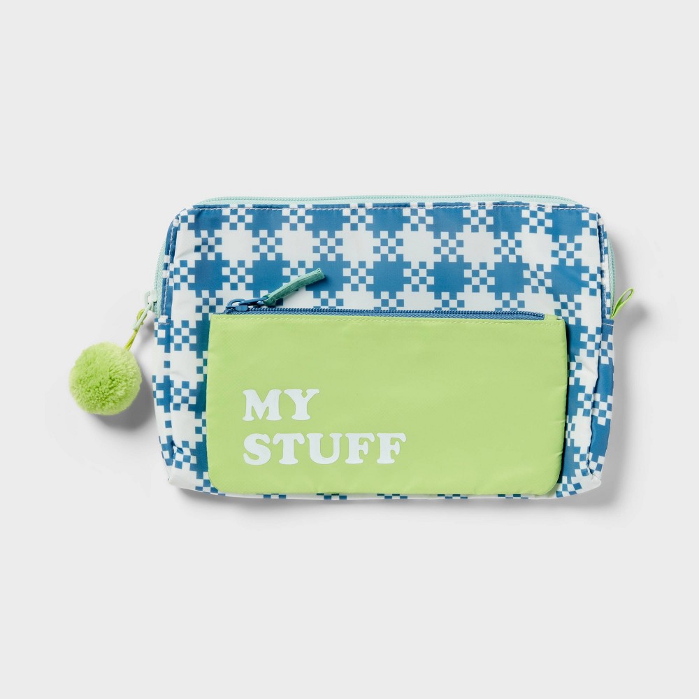 Photos - Women Bag 2pk Kids' Houndstooth and My Stuff Gifting Pouch Set - Pillowfort™ green