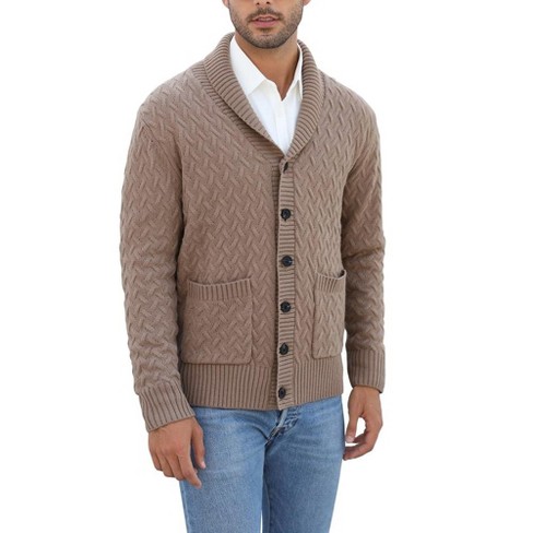 Mens Shawl V Neck Knitted Button Down Cardigan Sweater With Pockets Target