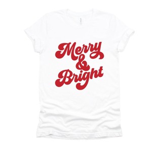 Simply Sage Market Bold Merry and Bright Short Sleeve Tee - XS - White - 1 of 4