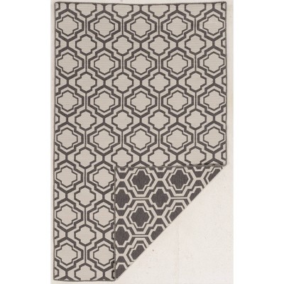 5'x8' Saloniki Quatrefoil Design Area Rug Gray/Beige - Linon