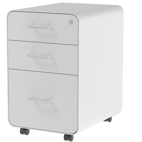 Monoprice Round Corner 3 Drawer File Cabinet White With Lockable Drawer Workstream Collection Target