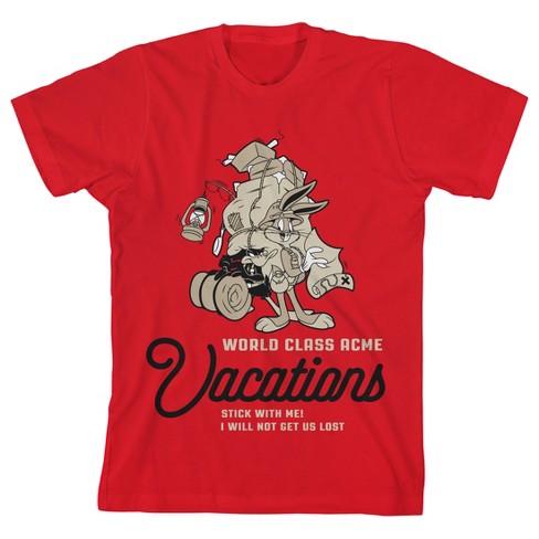 Looney Tunes World Class Acme Vacations Men's Red Graphic Tee - image 1 of 3