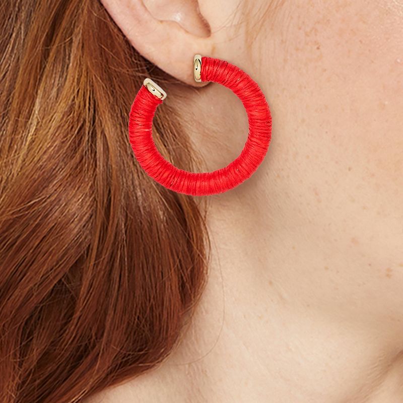 Post Hoop Raffia Cord Earrings - A New Day™, 3 of 5