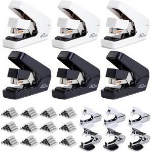 Deli Stapler, Effortless Staplers for Desk, 40 Sheet Capacity Heavy Duty, One Touch, with 2000 Staples & Staple Remover, 6 Pack, Black&White - 1 of 1