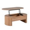 NicBex Natural Oval Lift-Top Coffee Table with Large Hidden Storage & Fluted Sides,Wooden Tea table Center Table for Living Room,Study - 3 of 4