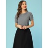 Allegra K Women's 1950s Round Neck Short Sleeve Gingham Tops - 2 of 4