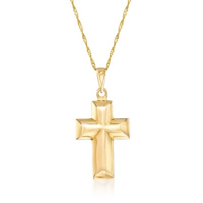 Ross-Simons 14kt Yellow Gold Cross Pendant Necklace Size